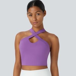NWT Halara Dewberry Airy Cut Out Halter Cool Touch Workout Tank Top Size Small